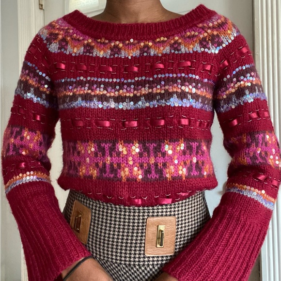 Moda international mohair blend wine red sweater - Picture 9 of 9